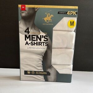 Beverly Hills Polo Club Men's A-Shirts 4 Pack - Soft Cotton White